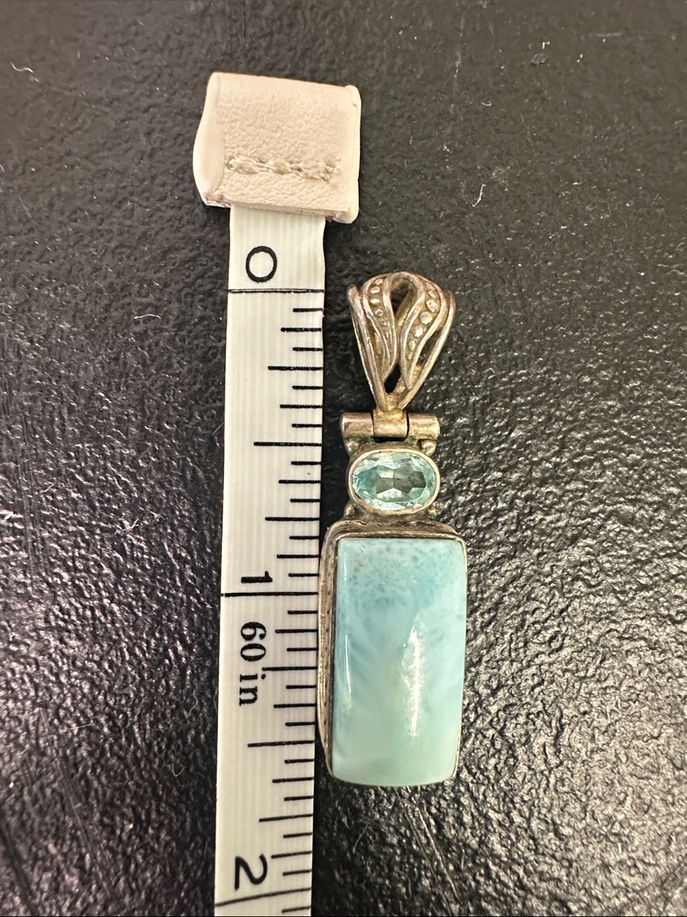 Sterling silver Larimar and blue topaz pendant